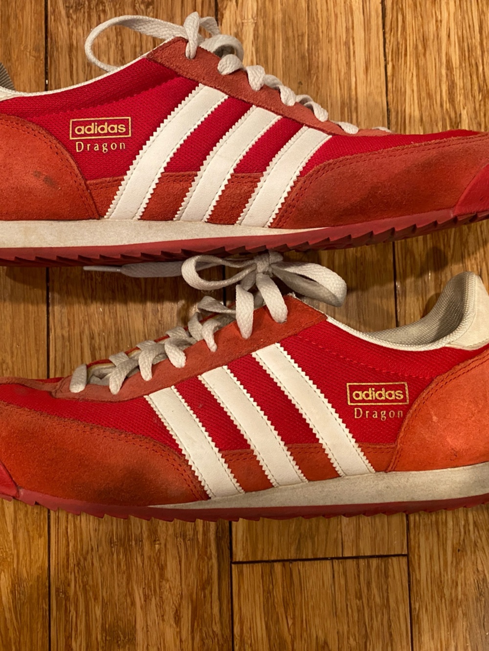 adidas Dragon Red and White Retro Low-Top Sneakers